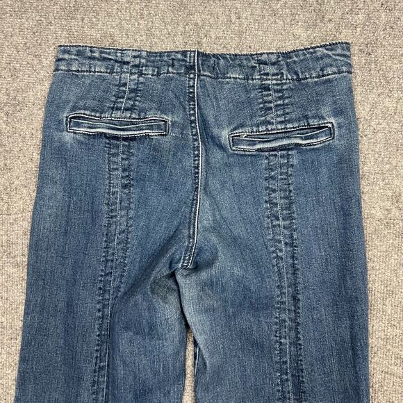 Free People Jeans Womens 28 Blue Denim Stretch Mid Rise Flared Leg Zip Fly - Picture 4 of 12